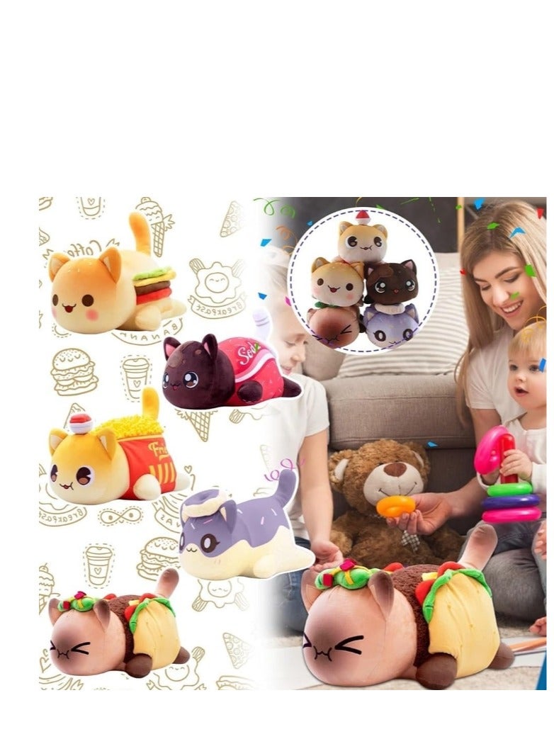 MeeMeows Cat Plush Toy Aphmau Meemeows Plush Dolls Cat Food Plushies Cat Mee Meow, Cute Anime Cartoon Cat Stuffed Animal Figure Toy Plush for Kids and Fans
