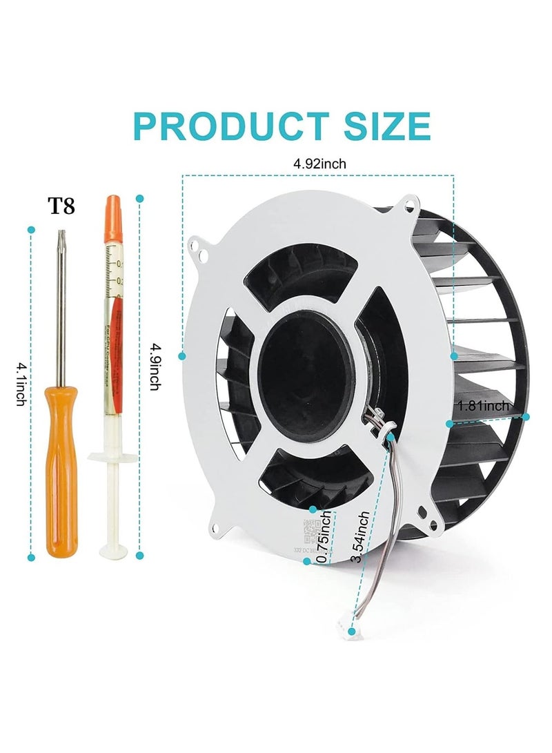 PS5 Fan Internal Cooling Fan Replacement for Sony Playstation 5 PS5 23 Blades Fan 12047GA-12M-WB-01 12V 2.4A General 17 Blades Fan G12L12MS1AH-56J14 (with Screwdriver T8)