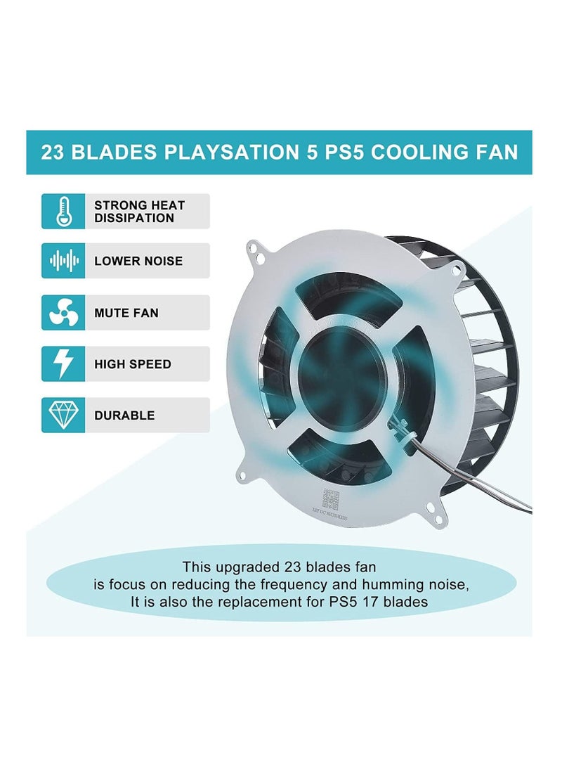 PS5 Fan Internal Cooling Fan Replacement for Sony Playstation 5 PS5 23 Blades Fan 12047GA-12M-WB-01 12V 2.4A General 17 Blades Fan G12L12MS1AH-56J14 (with Screwdriver T8)