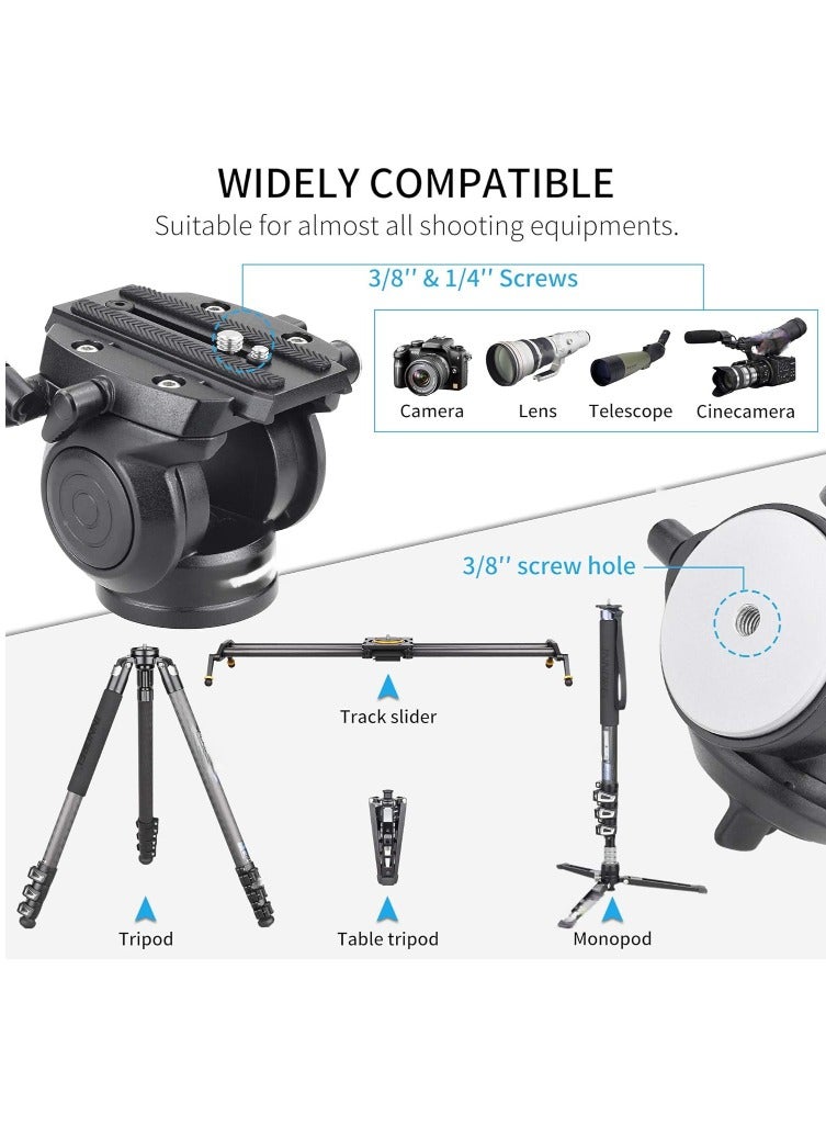 Heavy Duty Video Camera Tripod Action Fluid Drag Head with Sliding Plate for DSLR & SLR Cameras