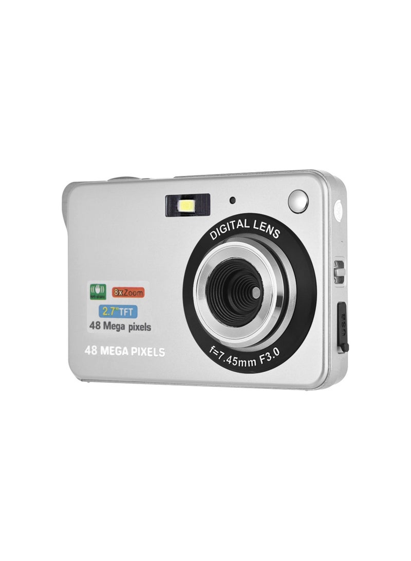 Portable 1080P Digital Camera Video Camcorder 48MP Anti-shake 8X Zoom 2.7 Inch LCD Screen Face Detact Smile Capture Built-in Lithium Battery with Carry Bag Wrist Strap for Kids Teens