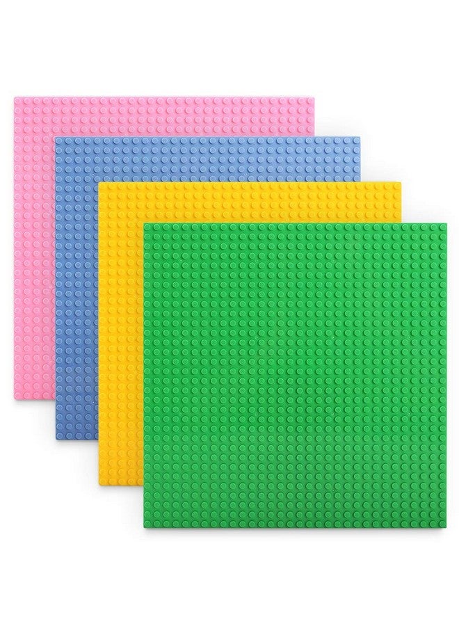 Classic Baseplates Building Blocks Set Base 100% Compatible With Major Bricks Brands10X10 Inch Flat Bottom Baseplates Pack Of 4 Macaron