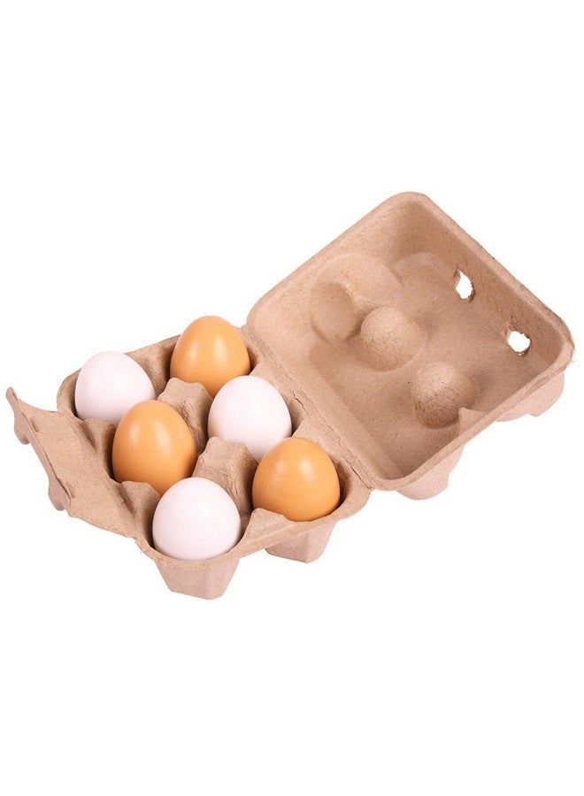 Six Wooden Eggs In Carton