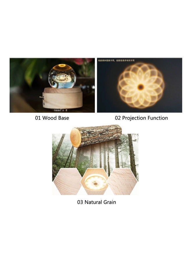 Crystal Ball Wooden Base Rotary Music Box Projection Function Night Light 25 x 8 19cm