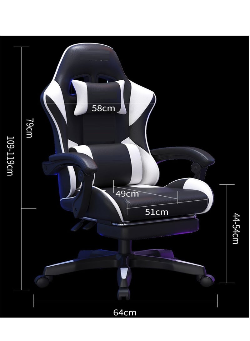 Gaming Chair with Footrest, Racing Gaming Chair, Computer Gamer Chair Ergonomic Game Chair with Adjustable Headrest and Lumbar Support