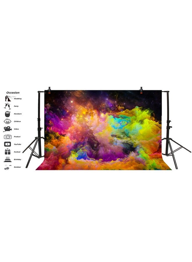 6X4Ft Abstract Nebula Backdrop Colorful Outer Space Cloudscape Universe Planet Moon Earth Bokeh Halo Photo Background Room Decor Kids Birthday Adult Portrait Shoot Studio Vinyl Prop Wallpaper