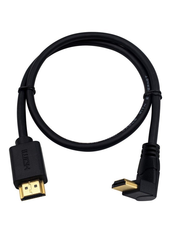 Hdmi 2.0 Cable 2 Feet 4K@60Hz Hdmi To Hdmi Cable 90 Degree Hdmi Male To Male Cable 18Gbps High Speed Hdmi 2.0 Cable Goldplated Upward Angle Hdmi Connector Cable (M M Up)