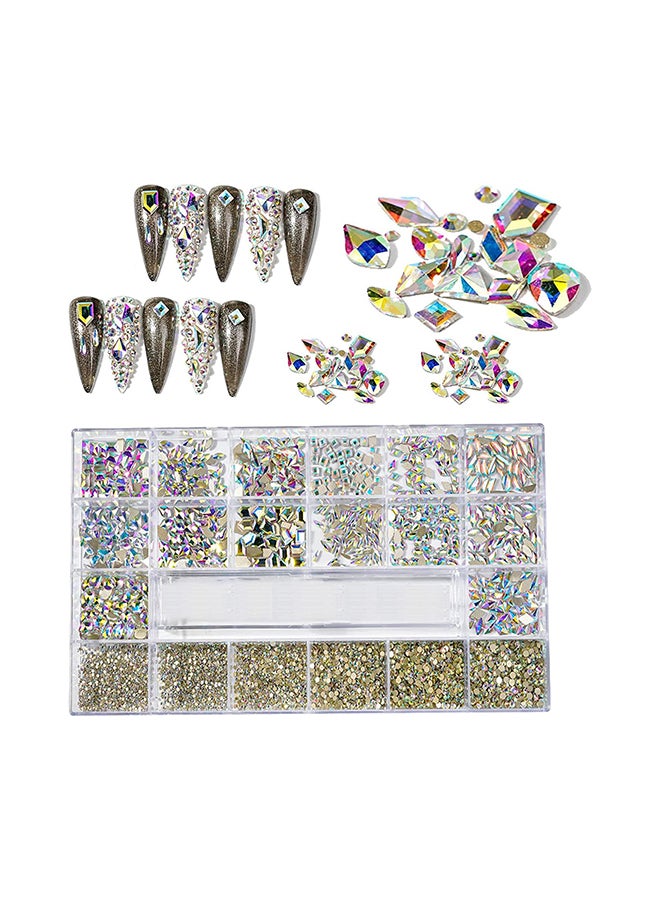 21 Grid Glass Rhinestone Diamond Stickers for Nails Art Decorations With Drill Pen BDRS01