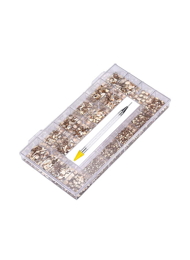 21 Grid Glass Rhinestone Diamond Stickers for Nails Art Decorations With Drill Pen BDRS03