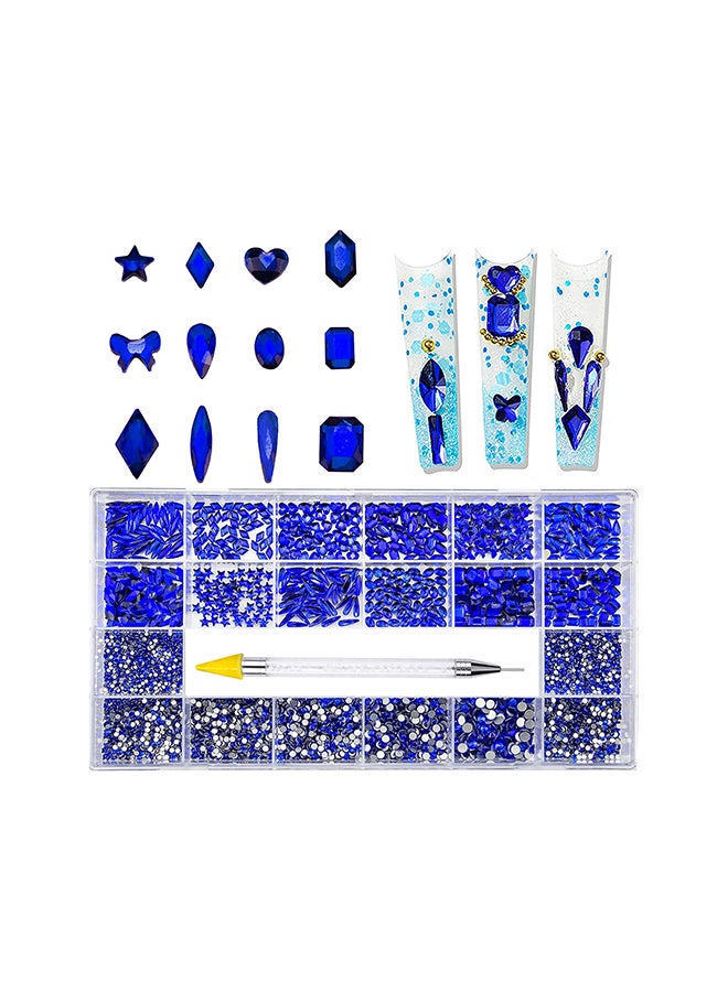 21 Grid Glass Rhinestone Diamond Stickers for Nails Art Decorations With Drill Pen BBEDNAS1