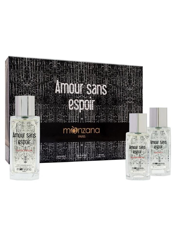 Manzana Amour Sans Espoir Perfume Gift Set For Men and Women Eau De Parfum EDP 100ml + 50ml + Hair Mist 50ml