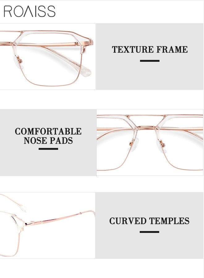 Blue Light Blocking Glasses Blue Light Filter Computer Reading Gaming TV Phones Browline Frame Eyeglasses Fashion Anti Eyestrain Headache Eyewear for Women Men Rose Gold