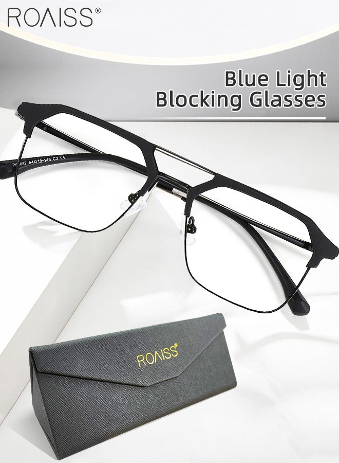 Blue Light Blocking Glasses Blue Light Filter Computer Reading Gaming TV Phones Browline Frame Eyeglasses Fashion Anti Eyestrain Headache Eyewear for Women Men Black