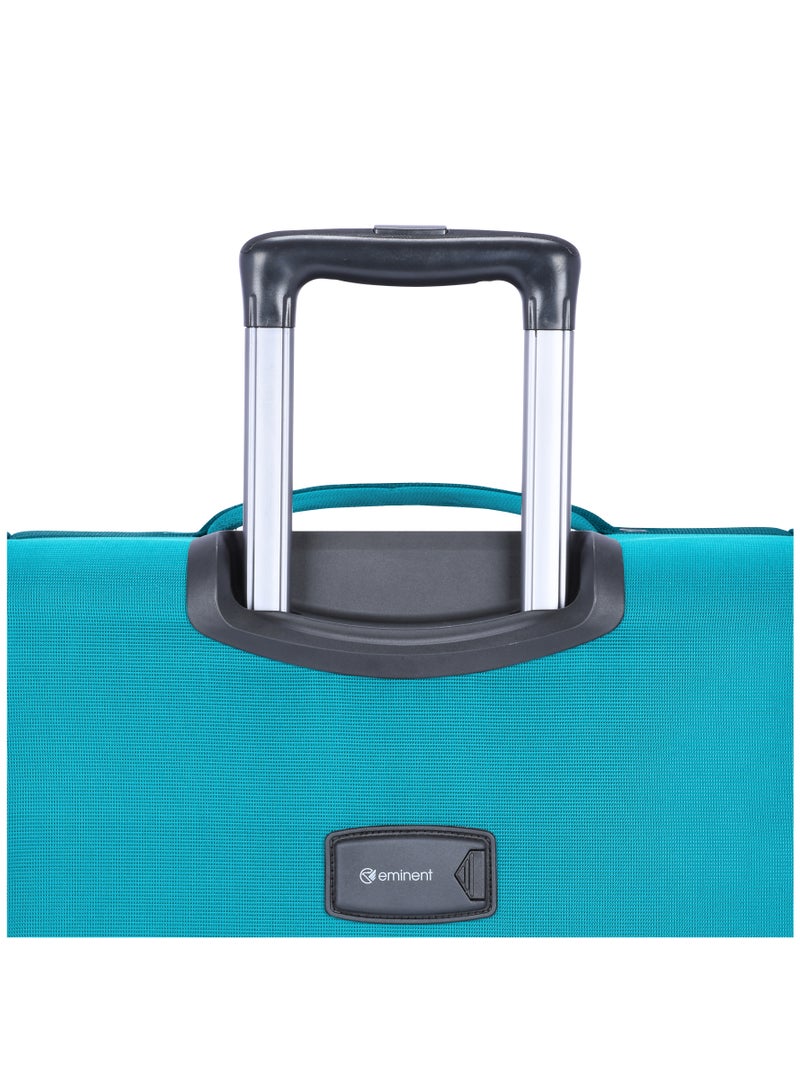 Unisex Soft Travel Bag Medium Luggage Trolley Polyester Lightweight Expandable 4 Double Spinner Wheeled Suitcase with 3 Digit TSA lock E788 Green