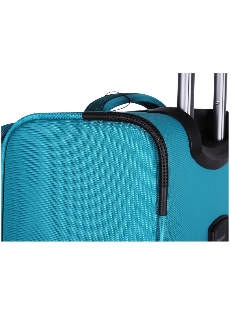 Unisex Soft Travel Bag Medium Luggage Trolley Polyester Lightweight Expandable 4 Double Spinner Wheeled Suitcase with 3 Digit TSA lock E788 Green