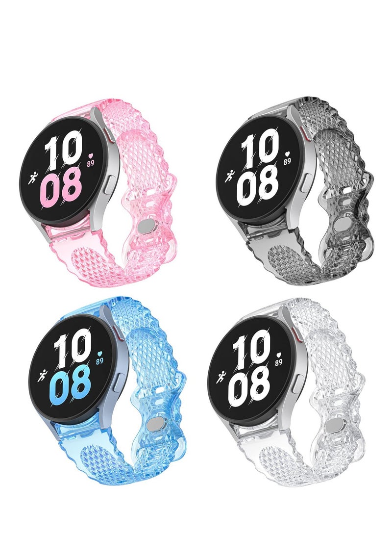 No Gap Transparent Hard TPU Strap Replacement, Compatible for Samsung Watch Bands, Galaxy Active 2 Band, Band Compatible with Samsung Galaxy Watch Bands 40mm 44mm, 4 Pcs