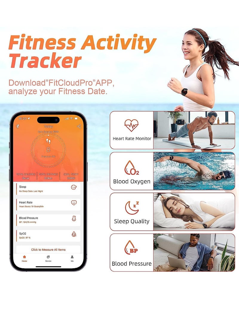 Smart Watch with Earbuds, 2 in-1 Smart Watch for iPhone Compatible, Blood Pressure Watch Pro for Men, IP X7 Waterproof Fitness Tracker MP3, Voice Recorder, Heart Rate Sleep Monitor, Long Time Standby