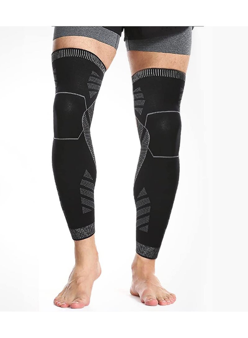 Long Leg Compression Sleeve for Men - Knee Brace for Pain Relief, Running, Arthritis, ACL Support - L