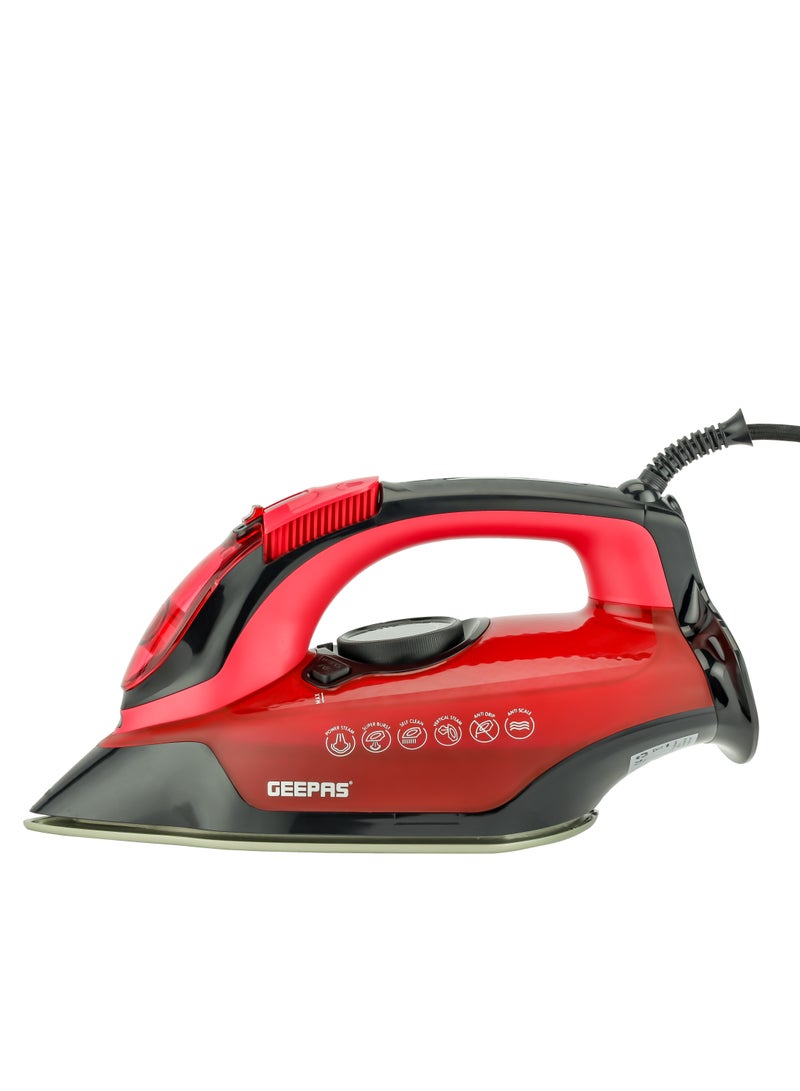 Ceramic Steam Iron/ Dry Ironing Box with Ceramic-Coated Soleplate and Anti-Calc, Anti-Drip Function/ Comfortable Handle and Handy Design with Multiple Functions/ 350 ml Water Tank 350 ml 3100 W GSI24026 Red & black