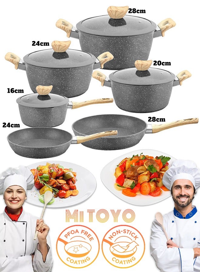 Non-stick Coating Cookware Set - Aluminum Alloy Material - Pot and Pan - Casserole, Stockpot, Deep Frying Pan - Kitchen Cooking Kit