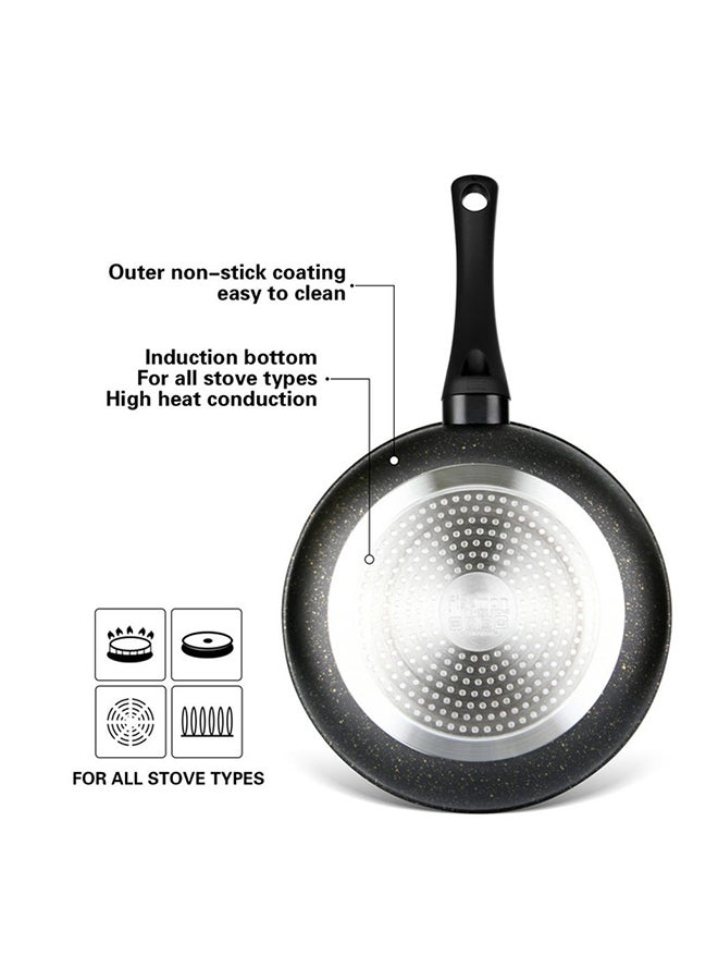 Non Stick Deep Frying Pan Aluminium With Non Stick Coating Single Pan Cooking Pan For Kitchen And Dining Room L 43 X W 7 X H 24 Cm Black