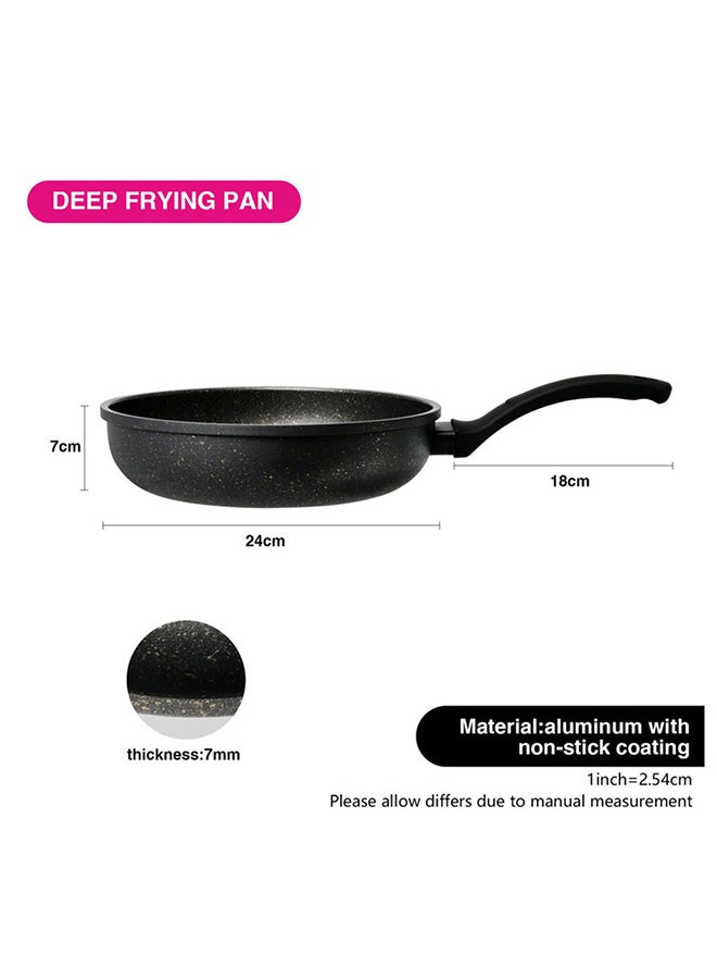 Non Stick Deep Frying Pan Aluminium With Non Stick Coating Single Pan Cooking Pan For Kitchen And Dining Room L 43 X W 7 X H 24 Cm Black