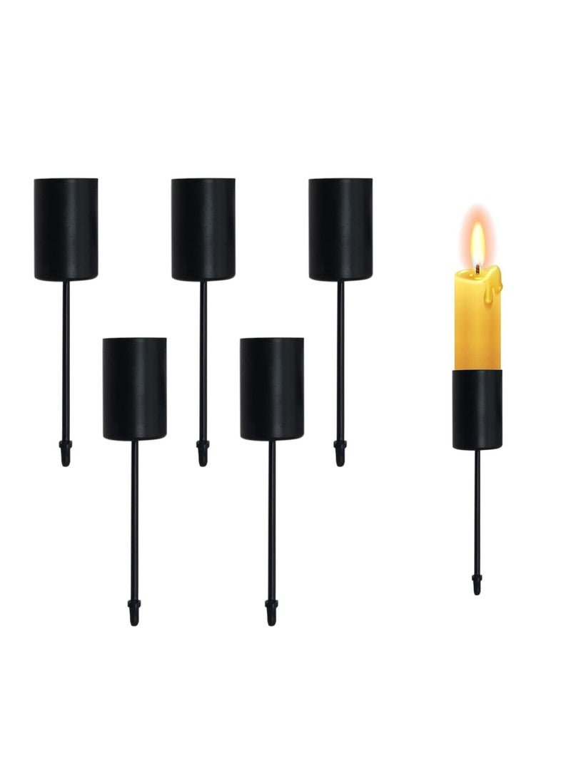 SYOSI 5 Pcs Candle Holders, Small Metal Candlestick Tapered Candlesticks for Home Decoration/Festival Decoration/Party/Wedding/Candlelight Dinner (Black)