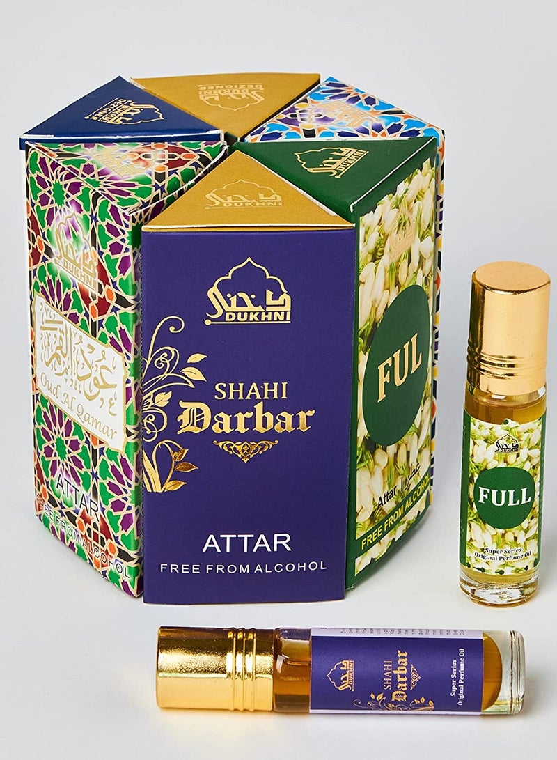 Attar Oil Set - Open Sky, Attar Ful, SkyDive, Shahi Darbar, Oud Al Qamar, Oud Al Raghbah - 6ml each