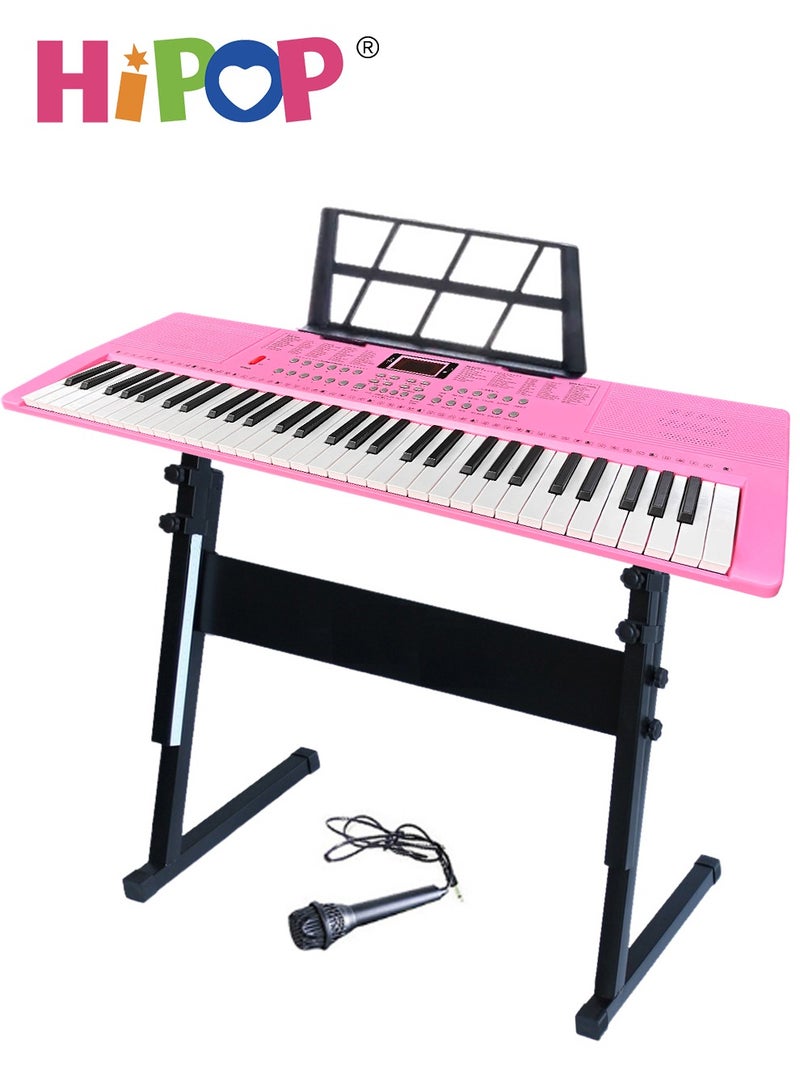 LCD Display Electronic Keyboards Piano Set with Adjustable Stand,Educational Musical Instrument 61 Keys 85cm,Gift for Kids