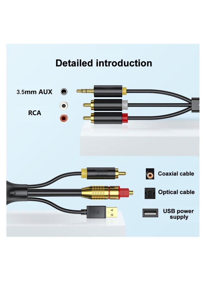 AV300 Digital to Analog Audio Conversion Cable, Digital SPDIF/Optical & Coaxial to Analog L/R RCA & 3.5mm AUX Stereo Audio Cable for Xbox/ for PS4/ for PS5/ TV/ Home Stereo (3M)