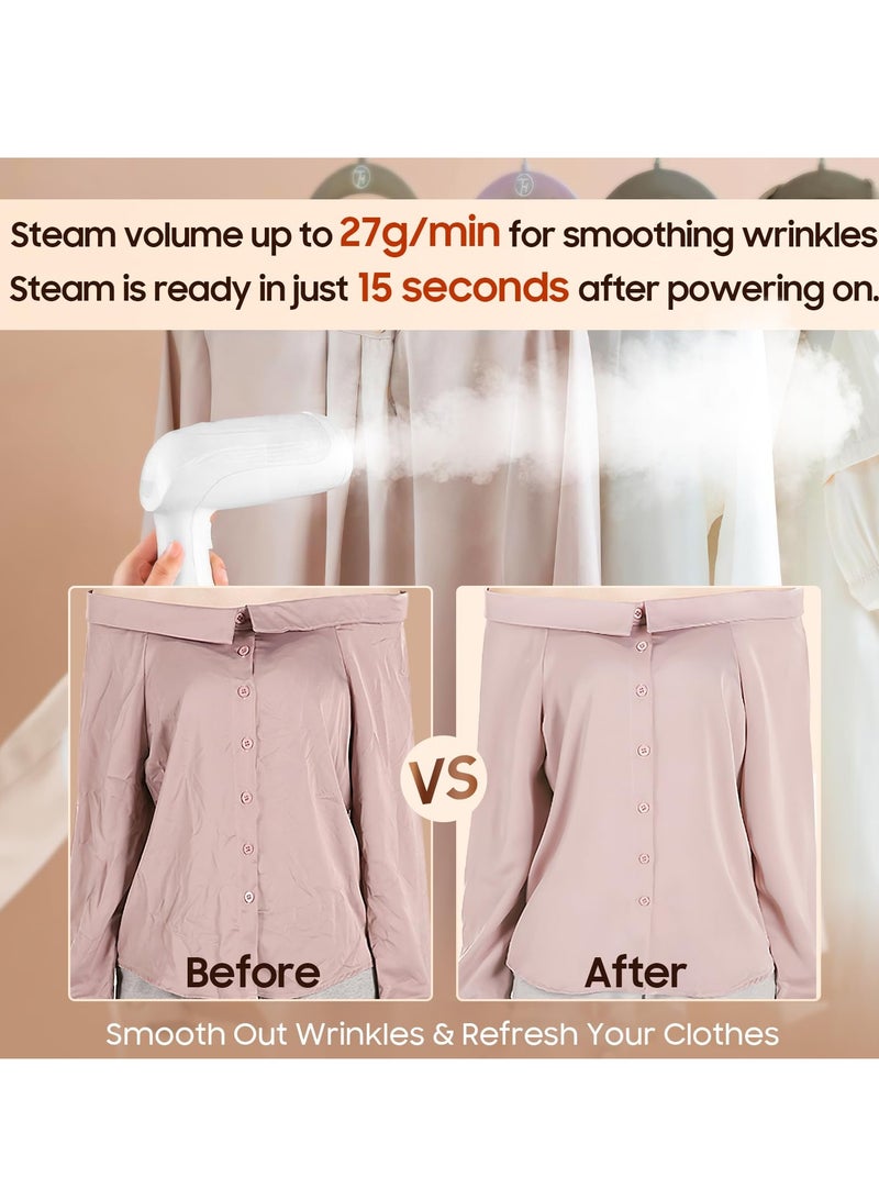 Steamer for Clothes - Portable 1500W Travel Clothes Steamer - Fast 15S Heat-Up, Handheld Travel Fabric Iron, Wrinkle Remover, Heat-Resistant for Soft & Smooth Garments
