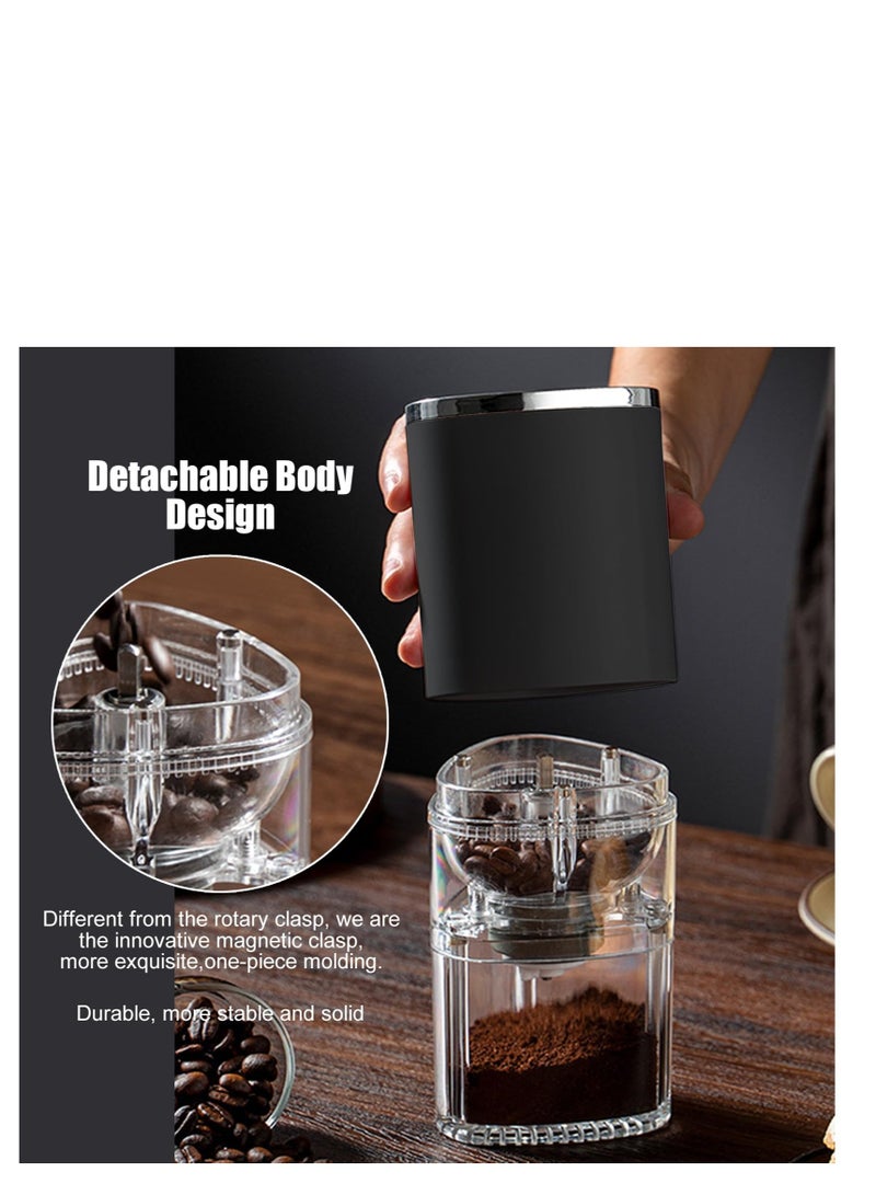 Electric Coffee Grinder Portable Mini Burr Coffee Bean Grinders with Adjustable Grind Size USB Rechargeable Simple Push Button Operation for Home Office or Travel 30g 155ML