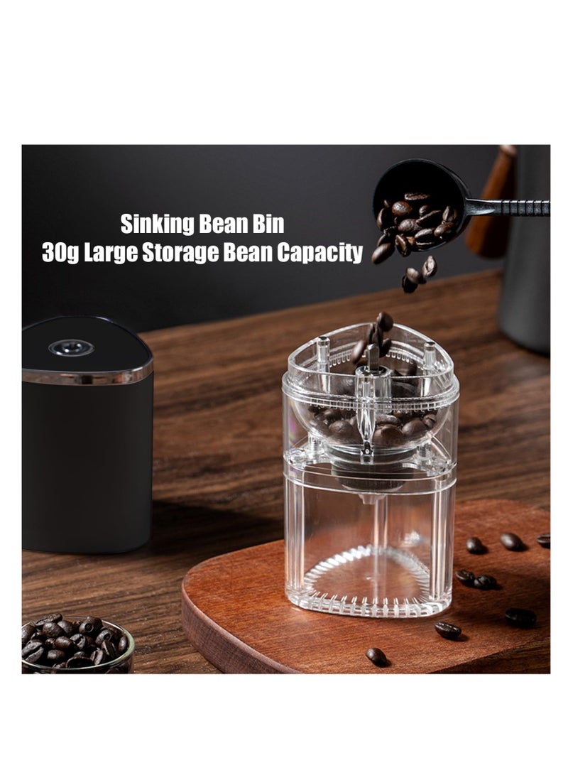 Electric Coffee Grinder Portable Mini Burr Coffee Bean Grinders with Adjustable Grind Size USB Rechargeable Simple Push Button Operation for Home Office or Travel 30g 155ML