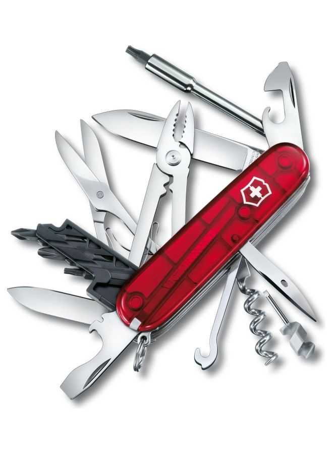 Swiss Army Knife Cyber Tool Red Translucent With 32 Functions