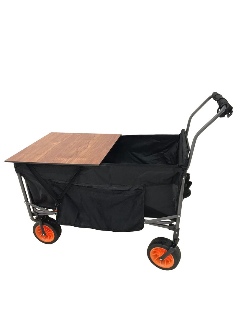 Camping Folding Trolley Shopping Cart with Wheels Table Larger Capacity Durable Beach Cart