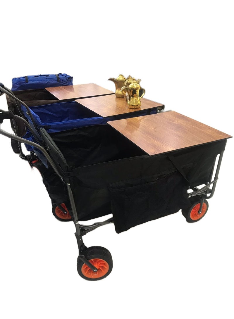 Camping Folding Trolley Shopping Cart with Wheels Table Larger Capacity Durable Beach Cart