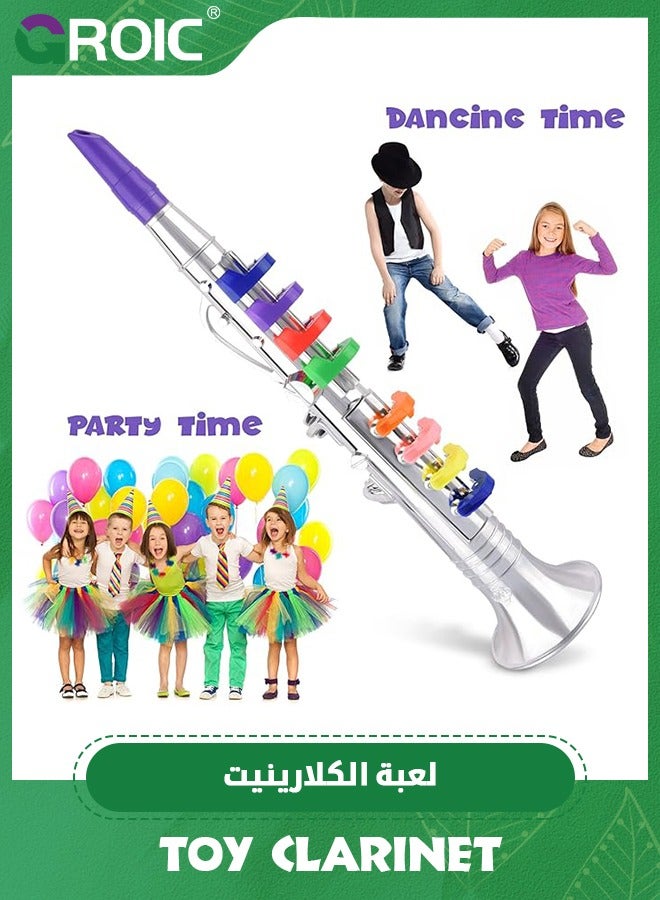 Toy Clarinet for Kids, Wind and Brass Musical Instruments for Toddlers, Toy Kids Clarinet with 8 Colored Coded Keys Teaching Songs