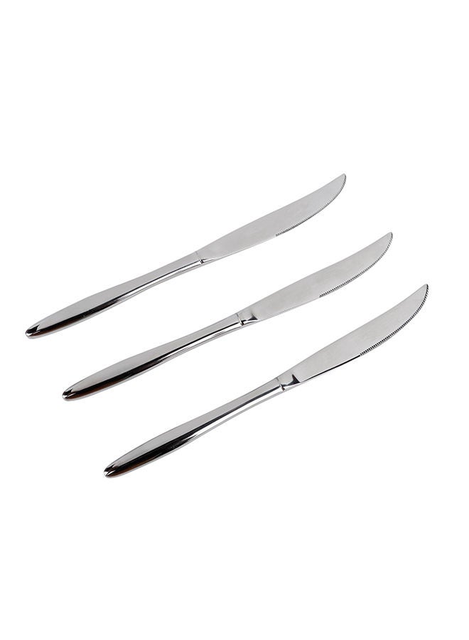 3pc Stainless Steel Table Knife Set 22cm Silver