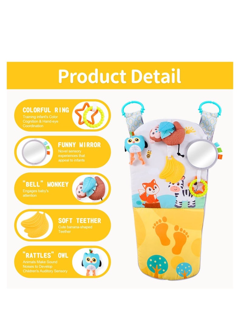 Infant Car Seat Toy, Baby Activity Center, Adjustable Travel Rear Facing Toys, Developmental Toys for Babies Carseat, with Teethers, Music, Squeaker, 6 to 12 Months