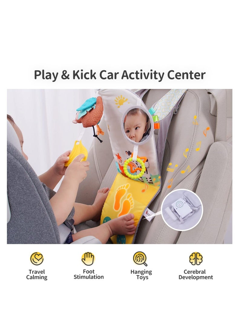 Infant Car Seat Toy, Baby Activity Center, Adjustable Travel Rear Facing Toys, Developmental Toys for Babies Carseat, with Teethers, Music, Squeaker, 6 to 12 Months