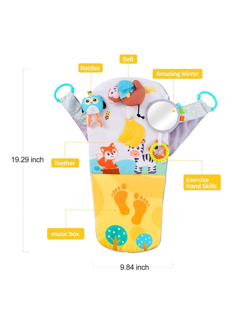 Infant Car Seat Toy, Baby Activity Center, Adjustable Travel Rear Facing Toys, Developmental Toys for Babies Carseat, with Teethers, Music, Squeaker, 6 to 12 Months
