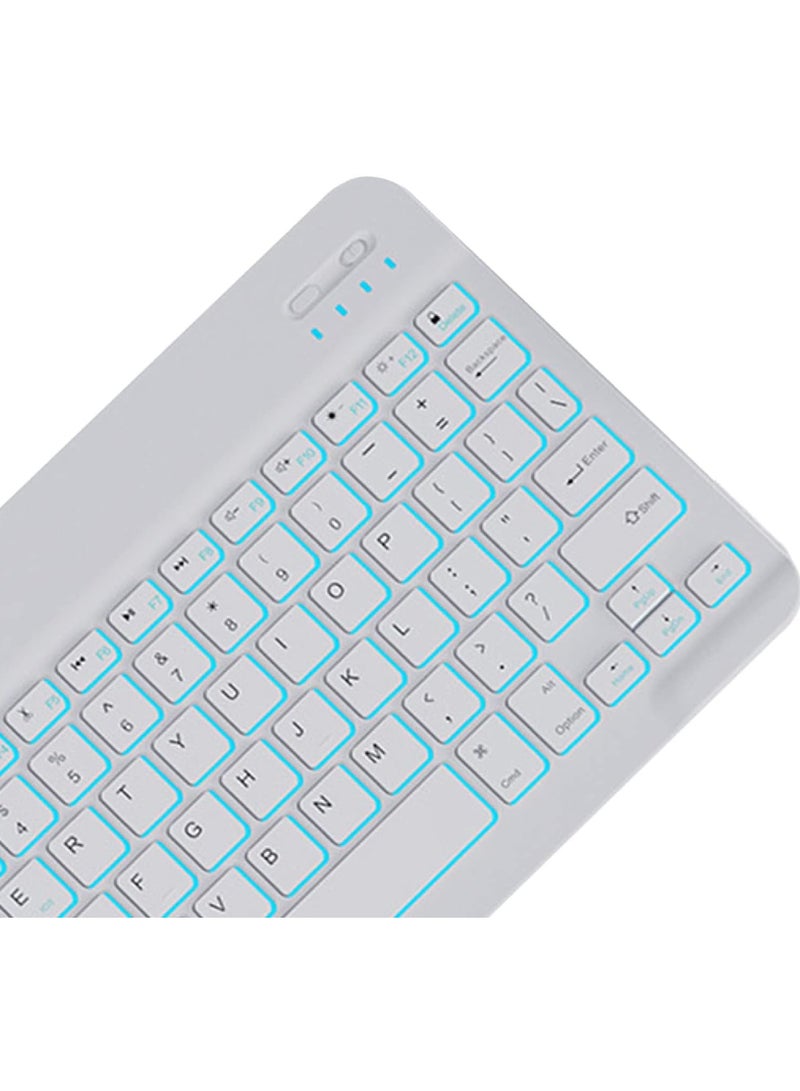 Slim Bluetooth Keyboard and Mouse Combo for iPad Rechargeable Wireless Keyboard & Mouse with 7-Color Backlit Compatible with iPad 9th/8th Gen iPad Pro/Air/Mini iPhone14/13/12 Pro