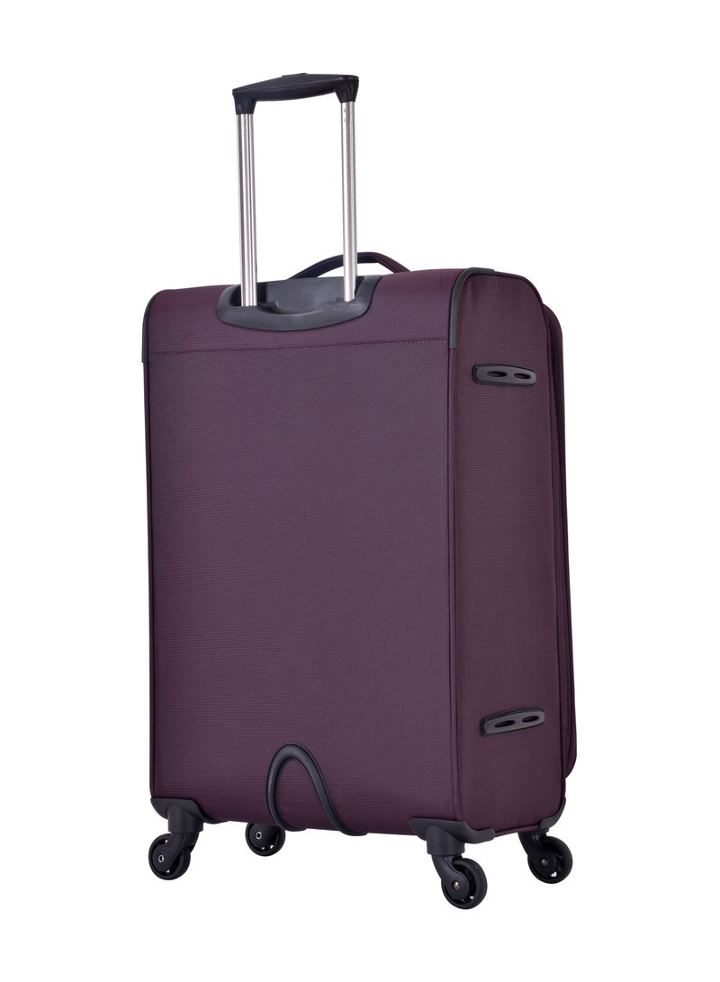 Soft Case Travel Bags Trolley Luggage Sets of 3 for Unisex Polyester Lightweight Expandable Wheeled Suitcase with TSA lock V6101 Purple