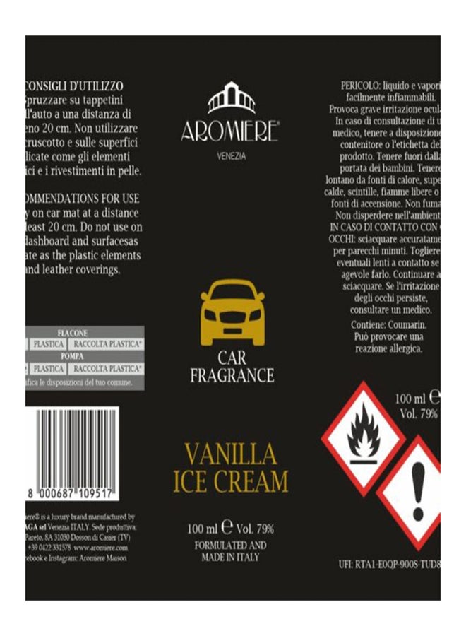Vanilla Ice Cream Car Fragrance 100 ml (3.38 oz) size Made in Italy