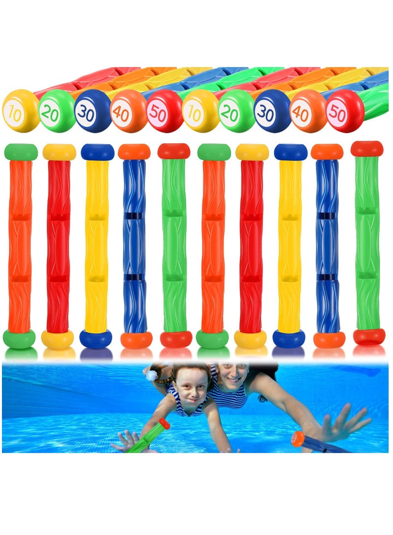 Diving Toys, 10 Pieces Underwater Play Sticks Colorful Swimming Pool Toys for Kids