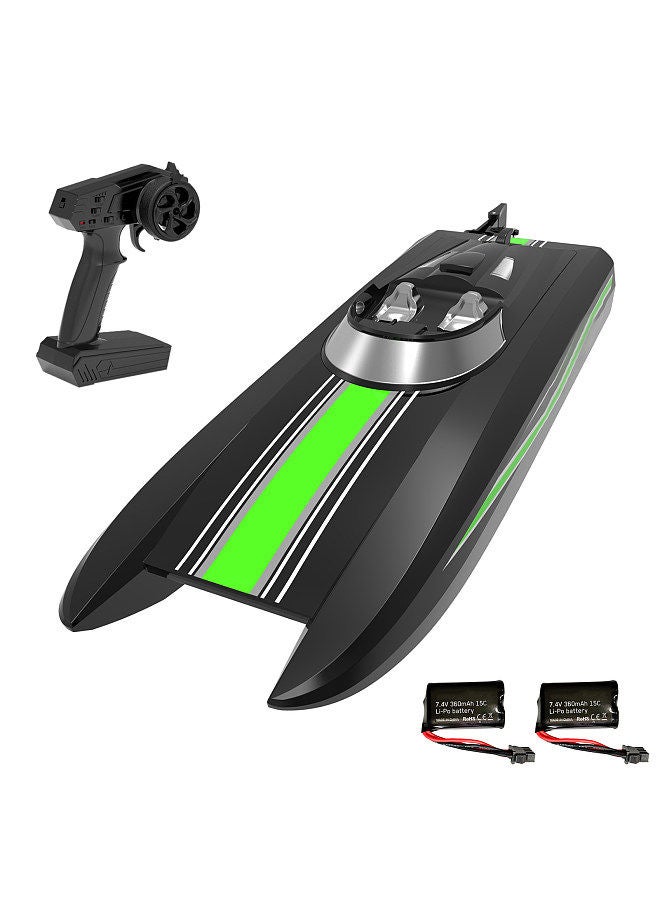 Remote Control Boat 30km/h High Speed 2.4GHz Remote Control Ship Toy Gift for Kids Adults Boys Low Battery Alarm with 2 Battery