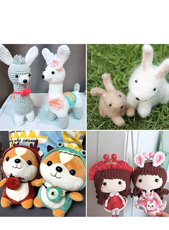 500 Pieces Plastic Eyes Black Crafts Safety Eyes Stuffed Toys Snap Animal Scrapbooking Puppet Dolls DIY Accessories with Washers for Crochet Animal Crafts Doll Making Bulk 4 Sizes