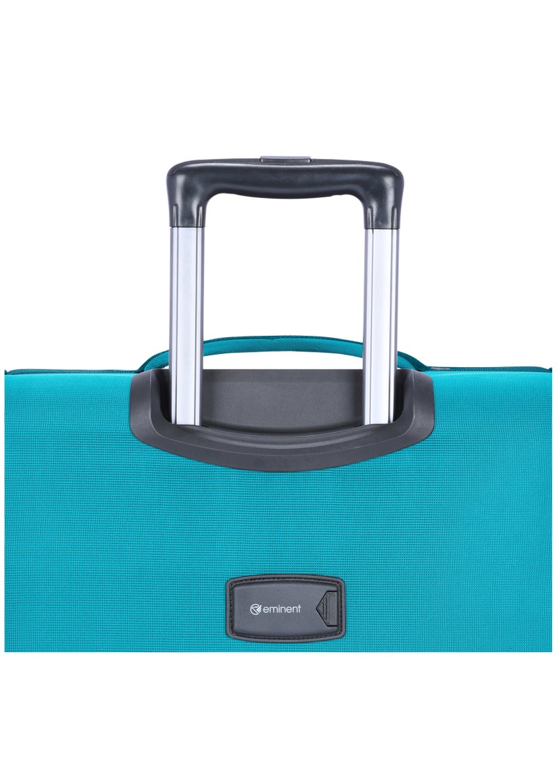 Unisex Soft Travel Bag Trolley Luggage Set of 3 Polyester Lightweight Expandable 4 Double Spinner Wheeled Suitcase with 3 Digit TSA lock E788 Green