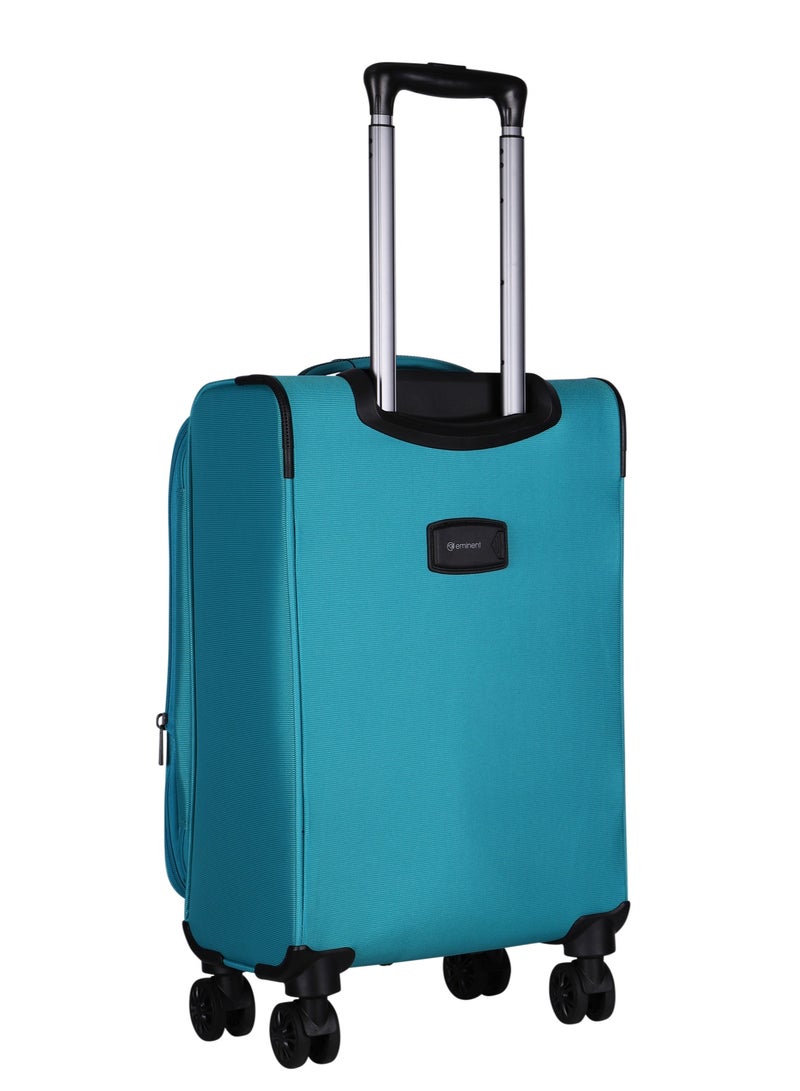 Unisex Soft Travel Bag Cabin Luggage Trolley Polyester Lightweight Expandable 4 Double Spinner Wheeled Suitcase with 3 Digit TSA lock E788 Green