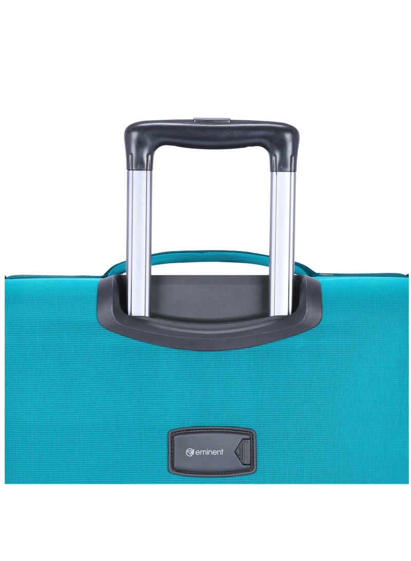 Unisex Soft Travel Bag Cabin Luggage Trolley Polyester Lightweight Expandable 4 Double Spinner Wheeled Suitcase with 3 Digit TSA lock E788 Green